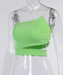 Own Saviour Neon One Shoulder Cut Out Crop