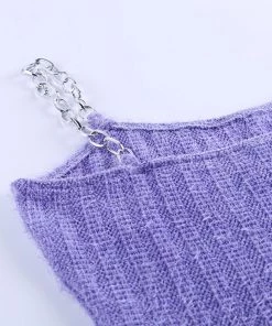 Own Saviour Purple Butterfly Knit Chain Crop