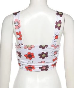 Own Saviour New In White Floral Pointed Ruched Crop