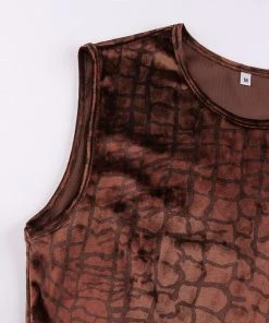 Own Saviour New In Brown Croc Velvet Mini Dress