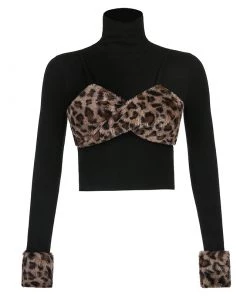 Own Saviour Leopard Faux Fur Turtleneck Top