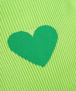Own Saviour Green Heart Ribbed Sweater