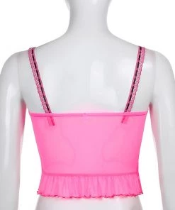 Own Saviour Tees + Tops Neon Pink Ruffle Cami