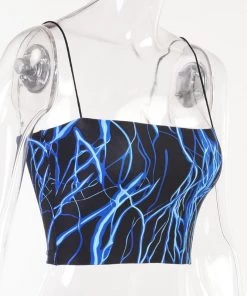 Own Saviour Blue Lightning Cami Crop Tees + Tops