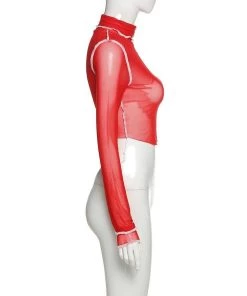 Own Saviour Sheer Turtleneck Contrast Crop