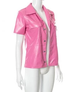 Own Saviour Pink/Green Faux Leather Shirt New In