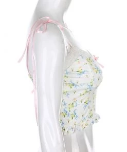 Own Saviour Floral Tie Cami Crop Tees + Tops