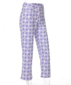 Own Saviour Purple Floral Plaid Pants New In