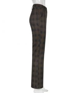 Own Saviour Brown Black Straight Plaid Pants