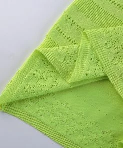Own Saviour New In Neon Green Crochet Mini Dress