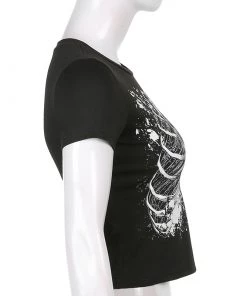 Own Saviour Black Ribcage Crop Tees + Tops