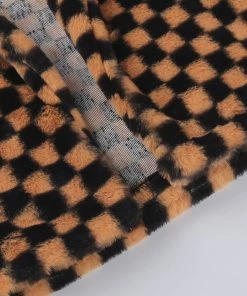 Own Saviour Checkerboard Faux Fur Jacket