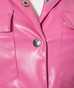 Own Saviour Pink/Green Faux Leather Shirt New In