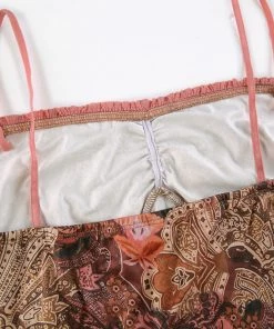 Own Saviour Dresses + Sets Brown Paisley Ruffle Mini Dress