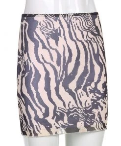 Own Saviour Brown Tiger Stripe Mini Skirt