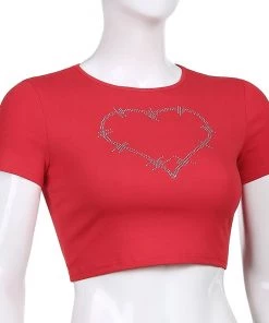Own Saviour MC Barbed Wire Heart Crop Tees + Tops