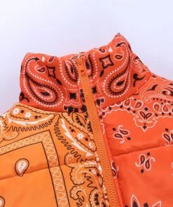 Own Saviour Jackets Orange Paisley Bandana Puffer Jacket