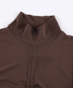 Own Saviour Tees + Tops Sheer Turtleneck Ruched Crop