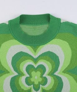 Own Saviour Green Flower Sweater