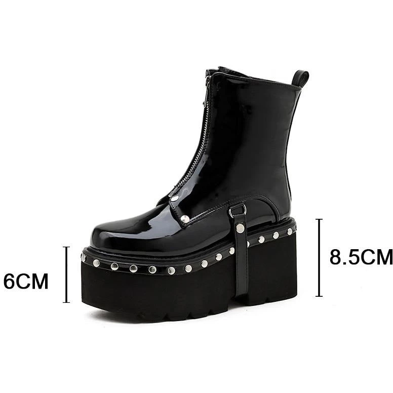 Own Saviour Rivet Strap Platform Patent Boots Shoes 5 Own Saviour Rivet Strap Platform Patent Boots Shoes