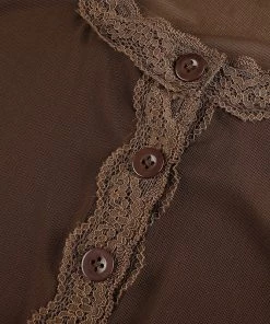 Own Saviour Brown Mesh Frill Crop New In