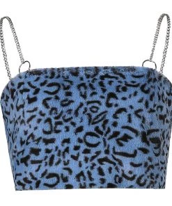 Own Saviour Tees + Tops Leopard Faux Fur Chain Crop