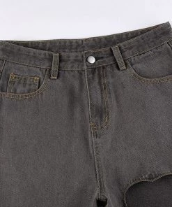 Own Saviour Grey Heart Cut Out Jeans