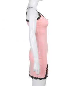 Own Saviour Pink Lace Trim Mini Dress Dresses + Sets