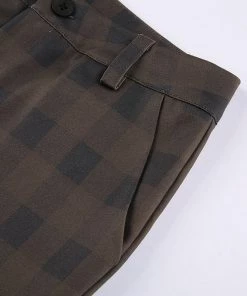 Own Saviour Brown Black Straight Plaid Pants