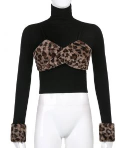 Own Saviour Leopard Faux Fur Turtleneck Top