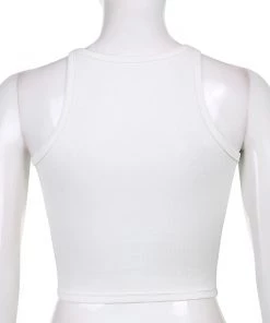 Own Saviour White Rib Tank Crop New In