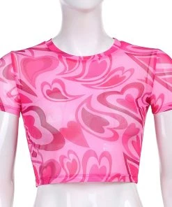 Own Saviour Pink Heart Mesh Crop