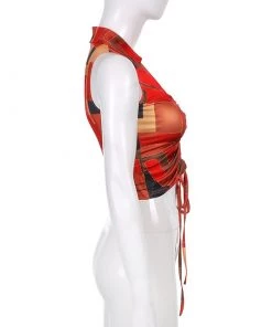 Own Saviour Y2K Orange Ruched Crop