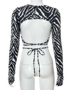 Own Saviour Zebra Backless Wrap Around Crop New In
