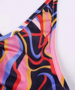 Own Saviour Bright Paisley Ruched Halter Crop