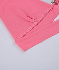 Own Saviour Pink Buckle Wrap Halter Crop