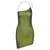 Own Saviour New In Green Holo Asymmetric Dress