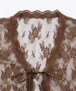 Own Saviour New In Brown Lace Mesh Crop