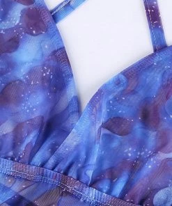 Own Saviour Tees + Tops Blue Backless Swirl Crop