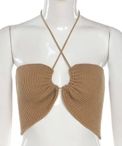 Own Saviour Knitted Cut Out Halter Crop New In
