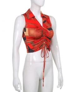 Own Saviour Y2K Orange Ruched Crop