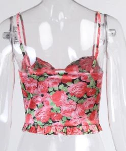 Own Saviour Floral Frill Cami Corset Crop