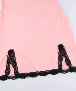 Own Saviour Pink Lace Trim Mini Dress Dresses + Sets