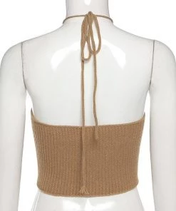 Own Saviour Knitted Cut Out Halter Crop New In