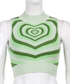 Own Saviour Red/Green/Brown Knit Heart Tank New In