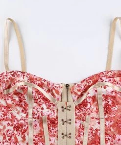 Own Saviour New In Purple/Red Floral Corset Crop