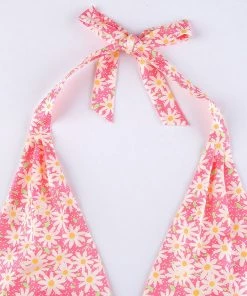 Own Saviour Floral Ring Halter Crop Tees + Tops