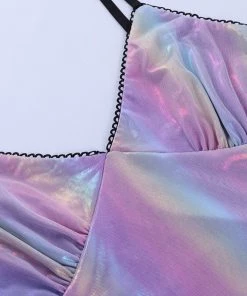 Own Saviour New In Iridescent Rainbow Stripe Mini Dress