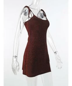 Own Saviour Red Shimmer Split Dress