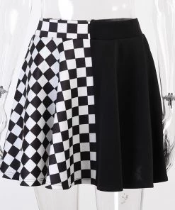 Own Saviour White Checkerboard Splice Mini Skirt New In